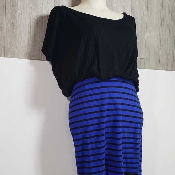 Soprano Blue & Black Fitted Dress - Picture 3 of 4